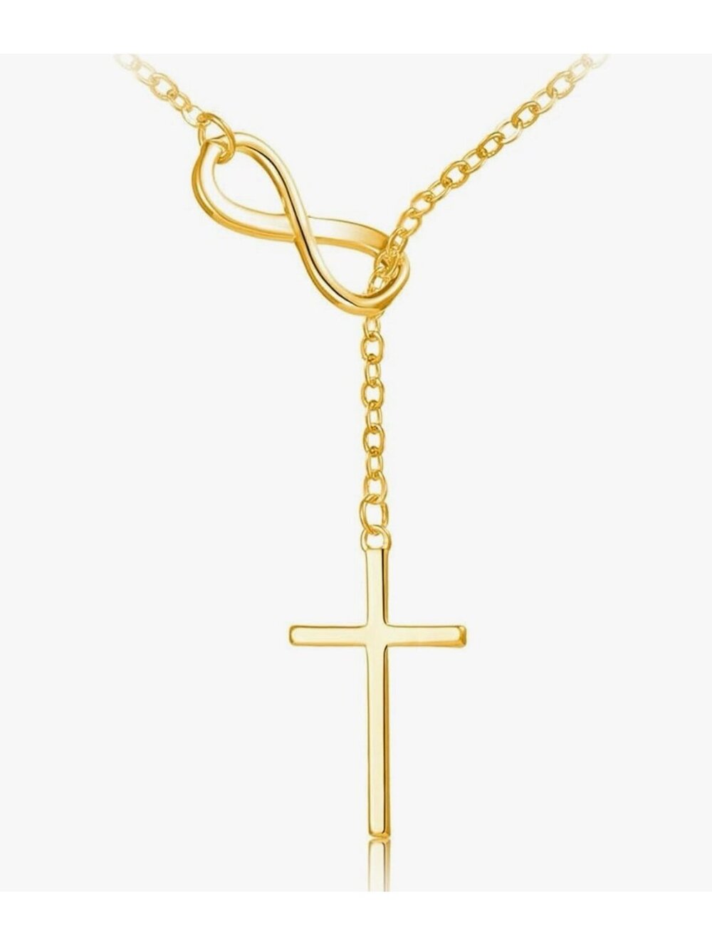 New - Gold Faith/Hope/Love Infinity Cross Pendant Necklace - Gorgeous